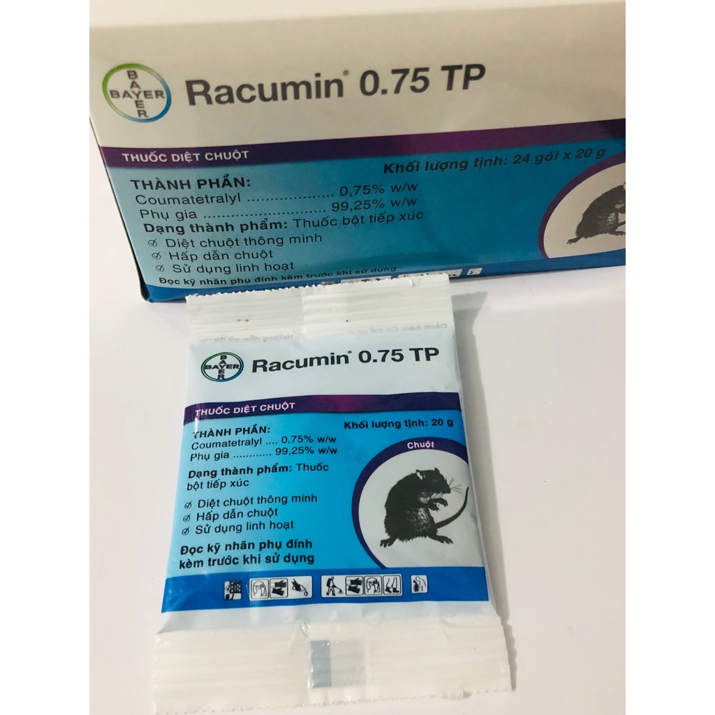 (combo 5 gói) Thuốc diệt chuột Racumin 0.75 TP 20g