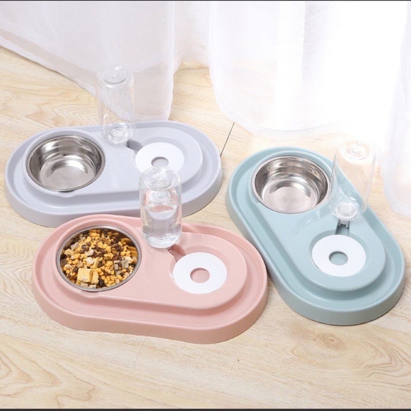 Bát Ăn Đôi Inox Chống Kiến Kèm Bình Nước 500ML Cao Cấp