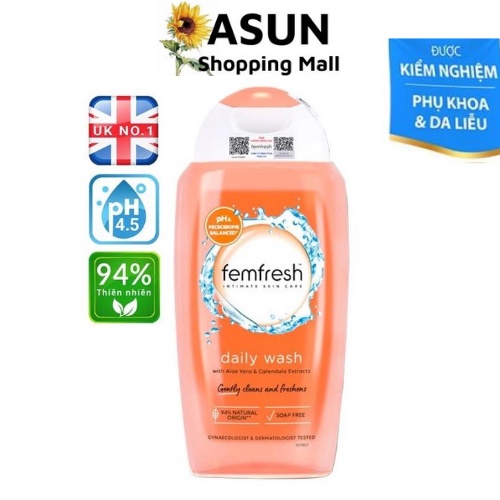 Dung Dịch Vệ Sinh Phụ Nữ Dưỡng Ẩm Cân Bằng Độ pH Femfresh Daily Intimate Wash 250ml