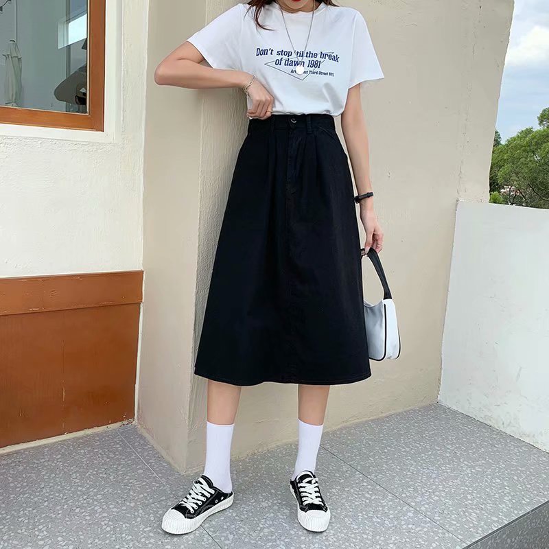 Chân Váy Kaki Dài Dáng Chữ A, cúc khóa trước, chun lưng sau ảnh video thật RetroStyle  CV8801