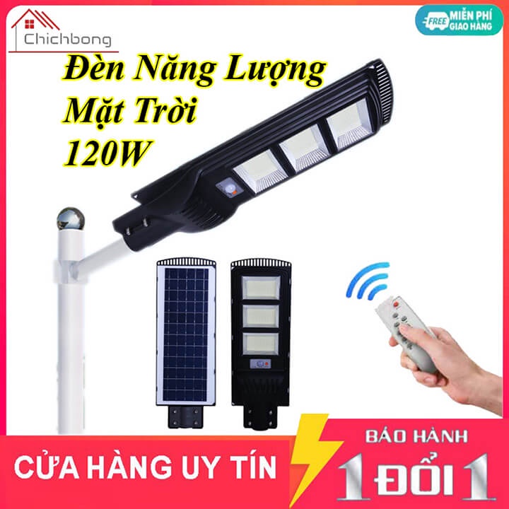 Đèn năng lượng mặt trời đường phố sân vườn cảm biến 120W, đèn năng lượng mặt trời pin liền thể