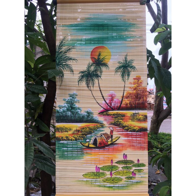 Tranh mành tre trang trí đẹp 30*60cm