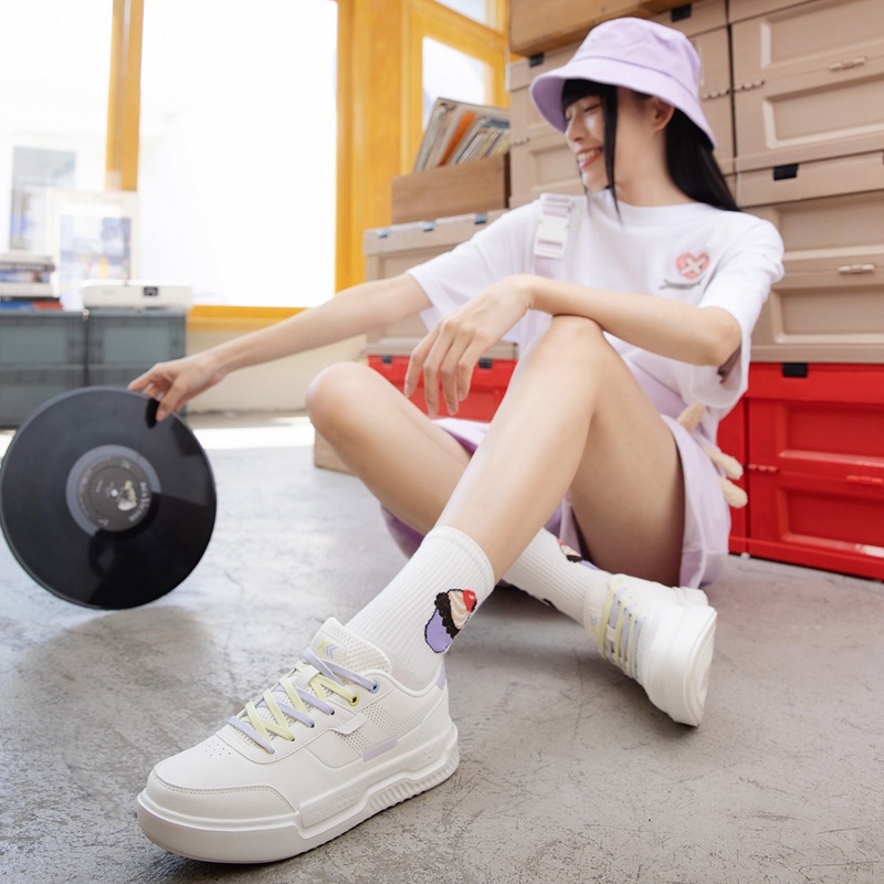 Giày thể thao Xtep đế mềm cổ thấp thoáng khí thoải mái phong cách đường phố thời trang cho nữ