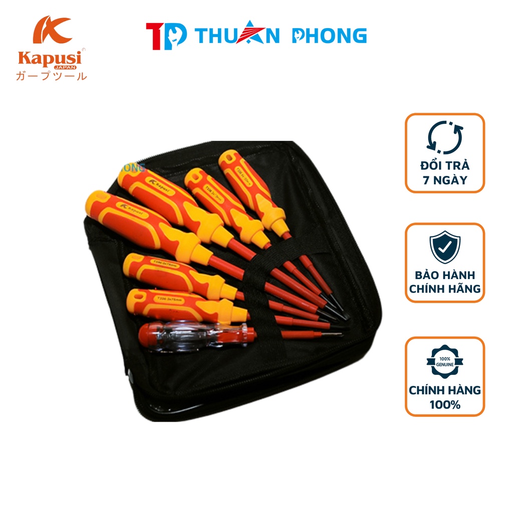 Bộ Tô Vít, Tua Vít Đa Năng 7 Món Kapusi Nhật Bản Cao Cấp K-9201, Tuốt Nơ Vít Điện Chuyên Dụng Cho Thợ Điện Bảo Hành 12