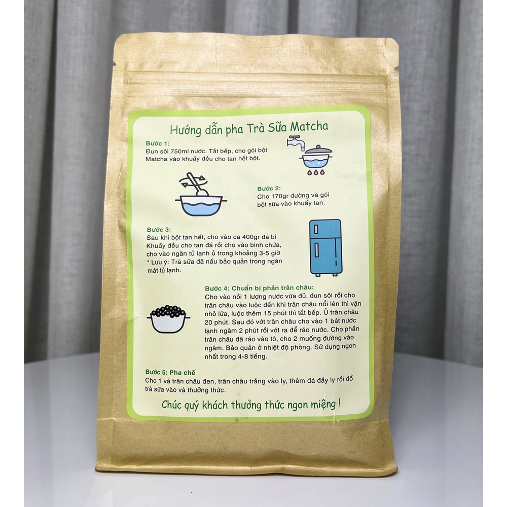 [Mã BMBAU50 giảm 7% đơn 99K] Set nguyên liệu pha Trà sữa Matcha 335g (10 - 15 ly) NTFood - Nhất Tín Food