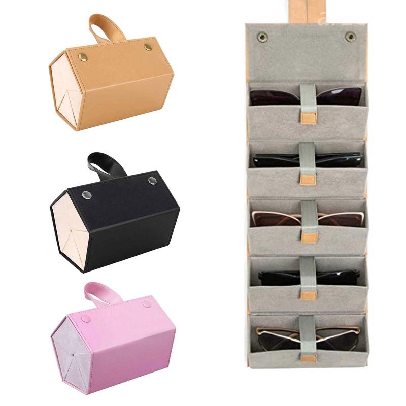Arz. Hộp Cuộn 5 Ngăn Đựng Mắt Kính Bằng Da PU