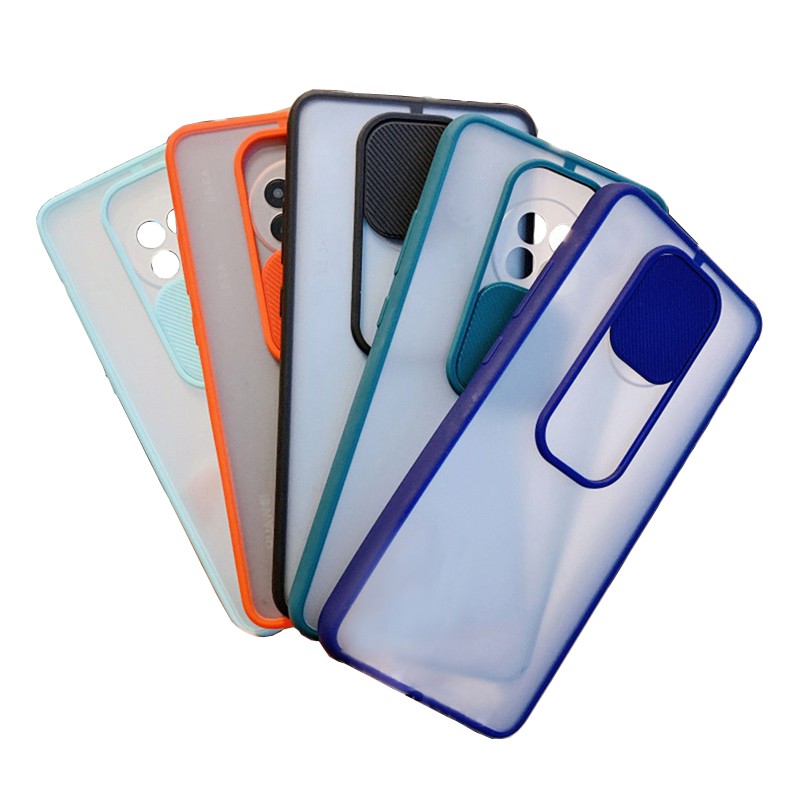 Koosuk Hard Plastic Soft Edge Slide Push Window Phone Case For Xiaomi Redmi Note 9 Pro Max 9S 10 10S 10X 4G
