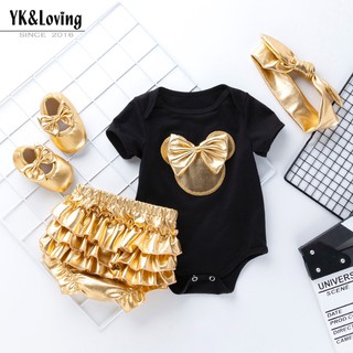 Set body chân váy mickey + Băng Đô Cài Tóc Cho Bé Gái
