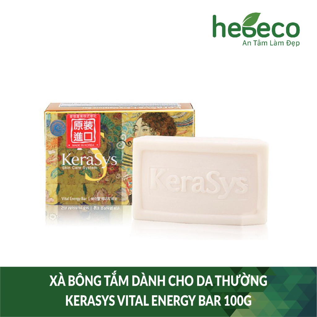 Xà bông tắm giúp da mịn màng, dưỡng ẩm hiệu quả dành cho da thường KERASYS  Vital Energy Bar 100g - Hàn Quốc Chính Hãng