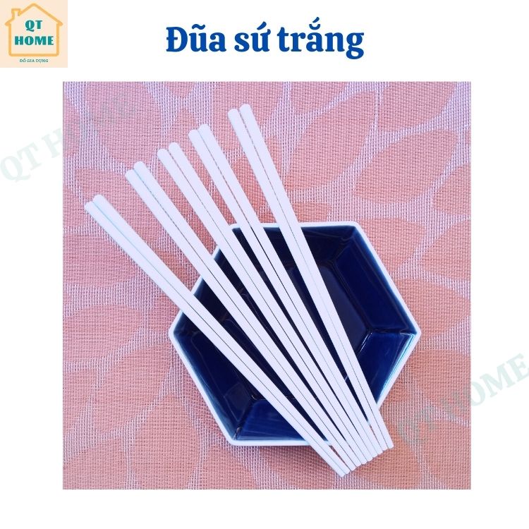 Đũa Sứ Màu Trắng Và Bông Hoa, An Toàn, Không Mốc, Không Trơn, Chịu Nhiệt