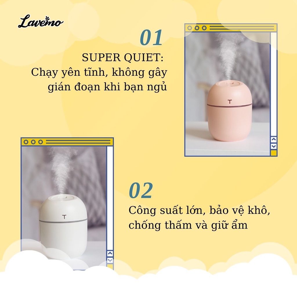 Máy Xông Tinh Dầu Mini Lavemo Khuếch Tán Hơi Nước Phun Sương Tạo Ẩm Giúp Thơm Mát Phòng Và Đuổi Muỗi MPS