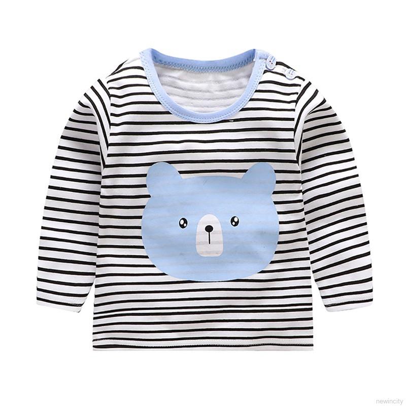 Áo thun tay dài bằng cotton với họa tiết in theo phong cách hoạt hình dùng cho trẻ nhỏ