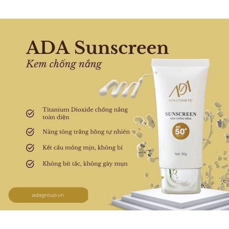 Kem chống nắng Ada GROUP giúp bảo vệ da khỏi các tác hại tia Uv-50g