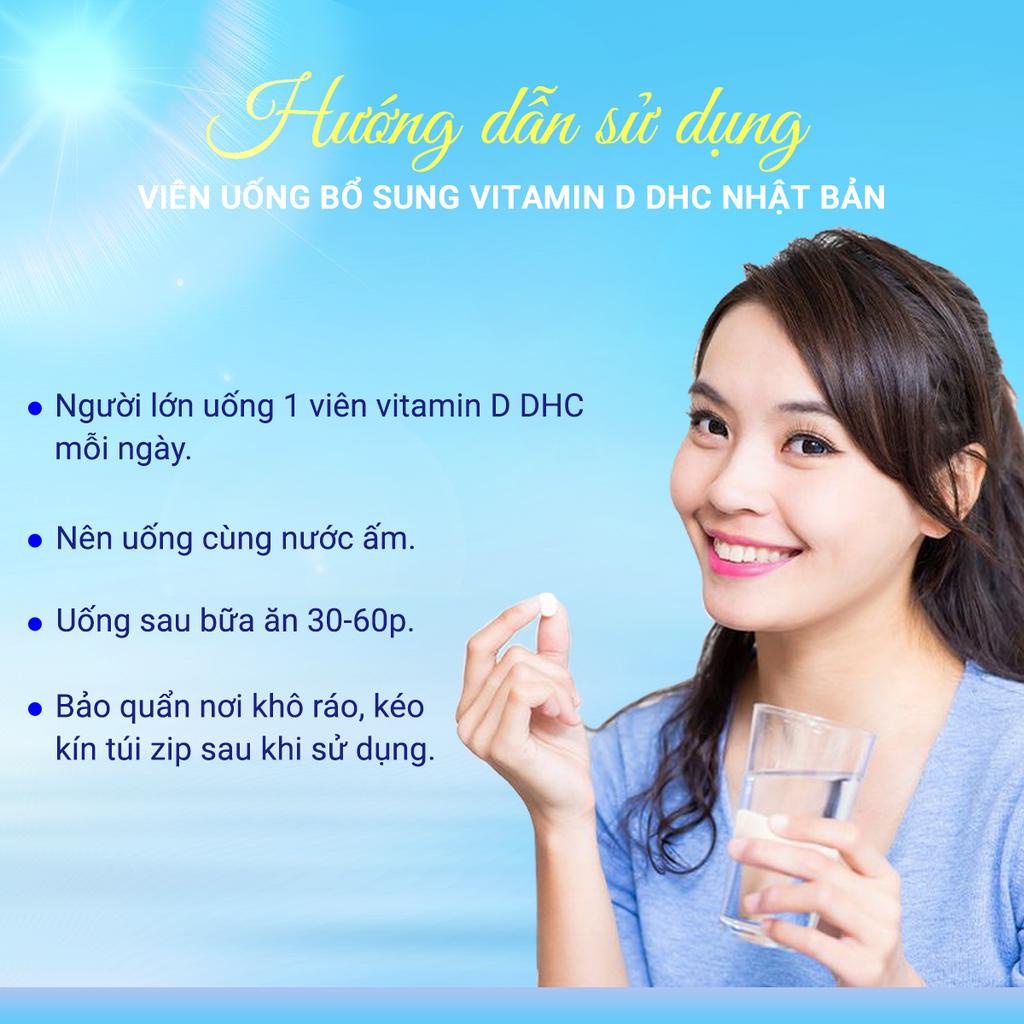 Viên uống bổ sung Vitamin D DHC Nhật Bản thực phẩm chức năng hấp thụ canxi xương chắc khỏe, dẻo dai gói 30 ngày TM-DHC-D
