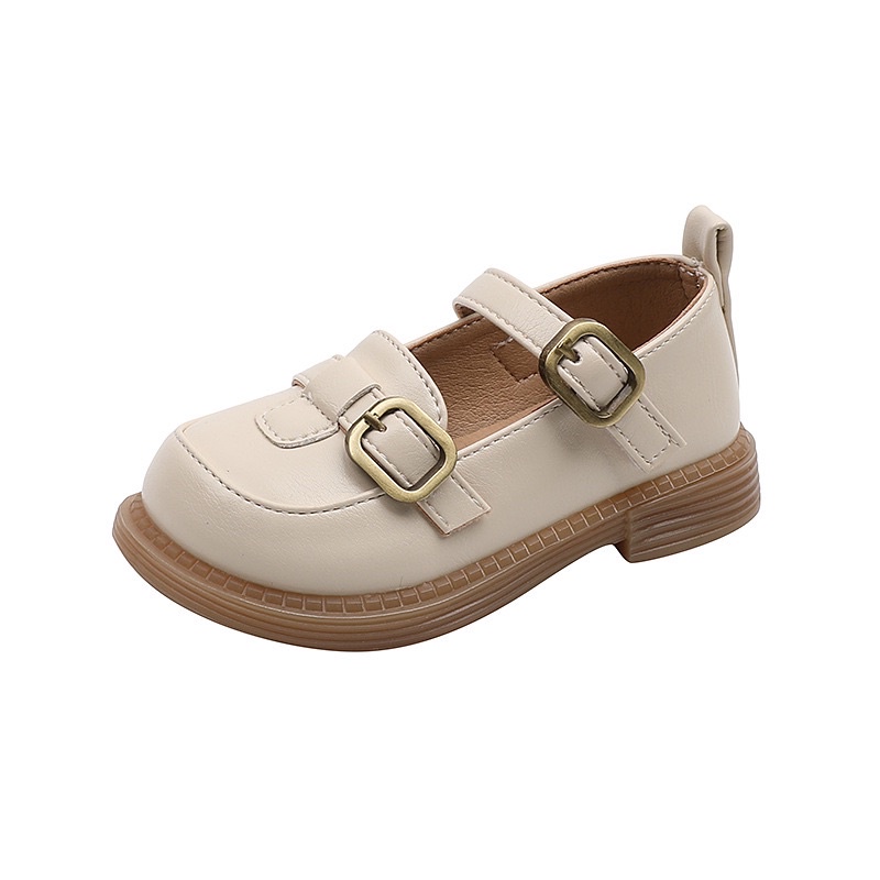 Giày búp bê bé gái kiểu dáng vintage hai khoá đế dẻo chống trơn trượt