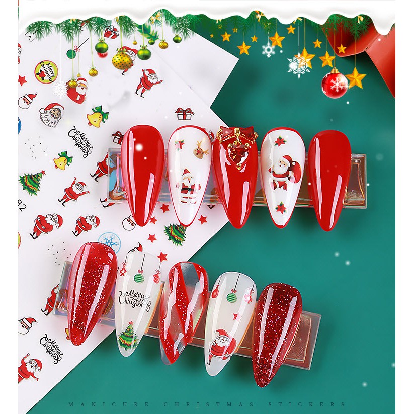 Sticker Giáng Sinh Noel, Bông Tuyết Ông Già Mẫu Mới- Trang Trí Móng Nail Nghệ Thuật Giáng Sinh Năm Mới
