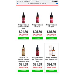 Tinh dầu tầm xuân Trilogy Certified Organic Rosehip Oil về hàng SALE (Bill mua tại Úc ảnh bên cạnh)