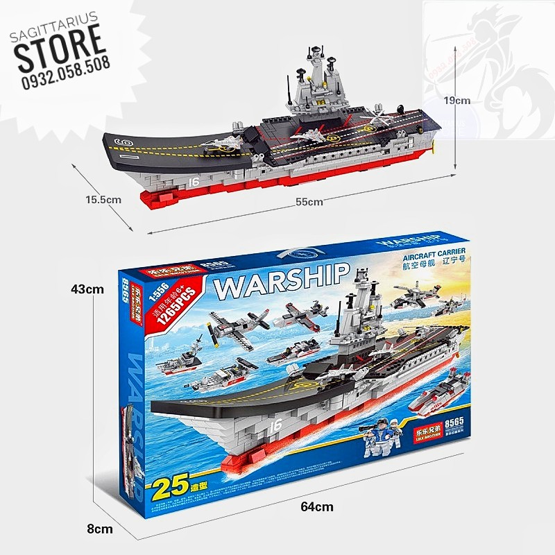 Lego Lele Brother 8565 Lắp Ráp Tàu Sân Bay WARSHIP tỷ lệ 1:155 ( 1265 Mảnh )