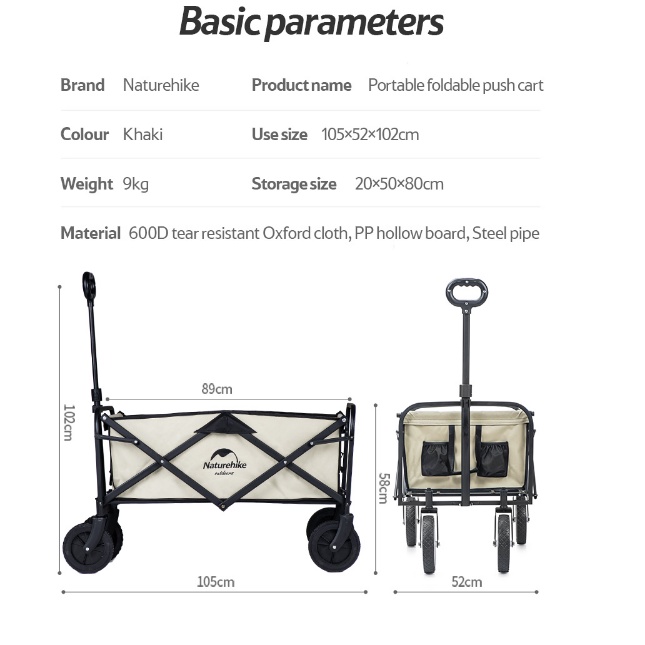 Xe đẩy gấp gọn 90L Naturehike NH19PJ001 chính hãng