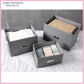 RE0075 Hộp vải đựng đồ xếp gọn 37x27x26cm - Hộp đựng đồ bằng vải - Khay xếp quần áo