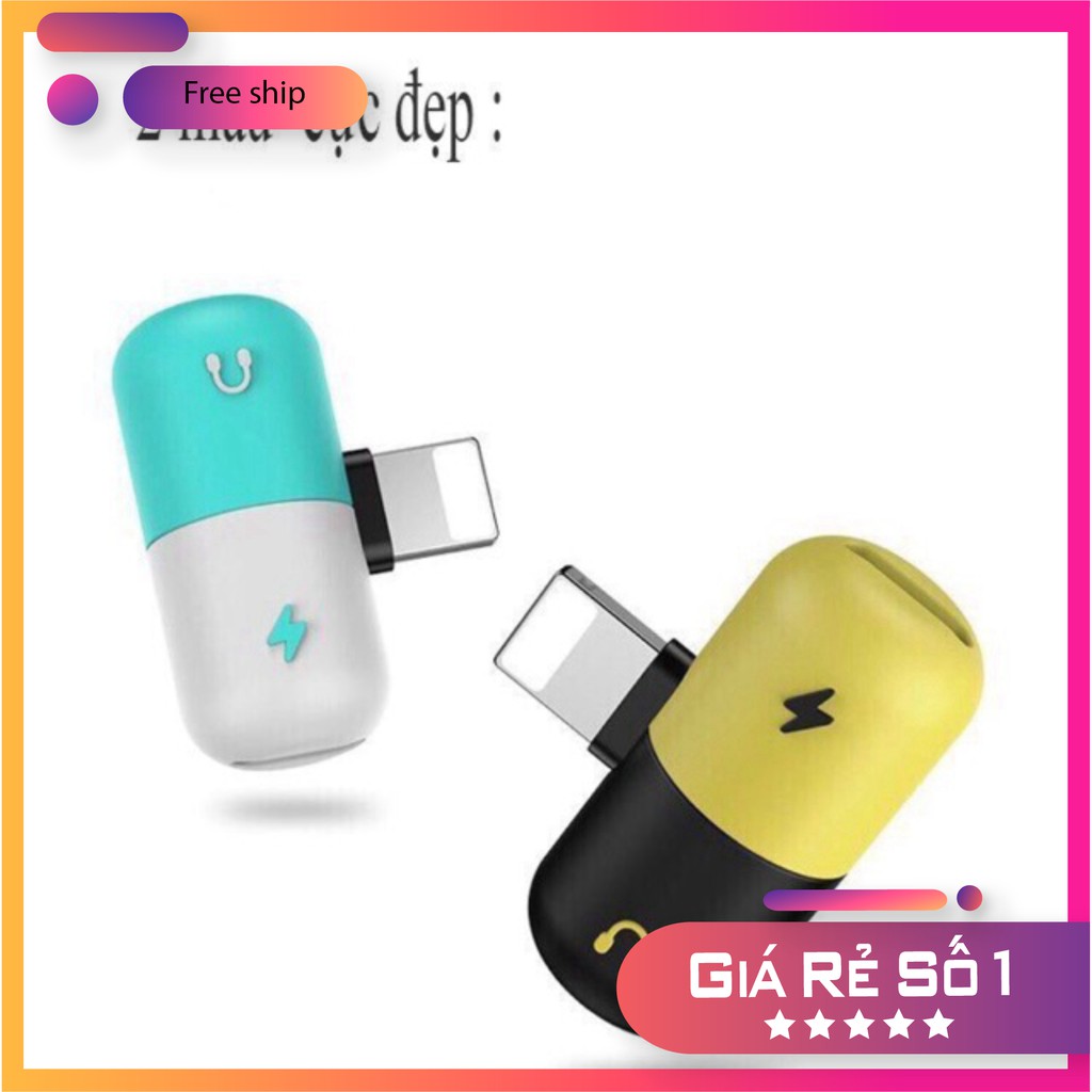 Đầu chuyển iphone 7,8 ra tainghe và sạc hình viên thuốc