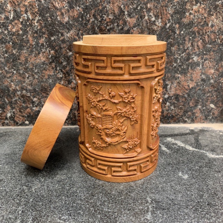 Hộp đựng chè đục tứ quý gỗ