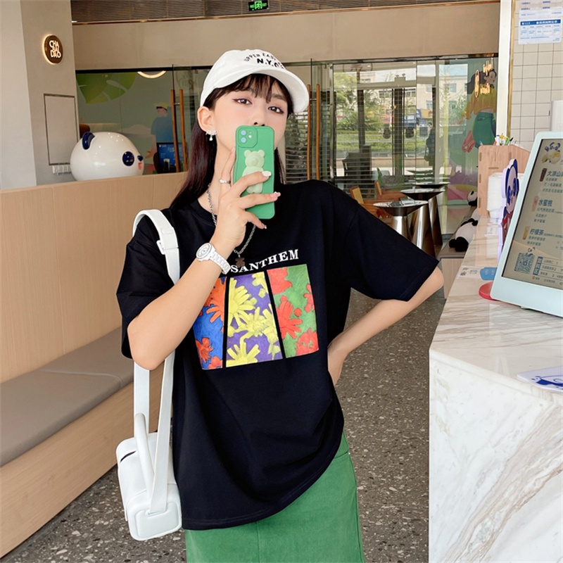 NRVP Áo Thun Cotton Tay Ngắn Cổ Tròn Màu Trơn Thời Trang Dành Cho Nữ