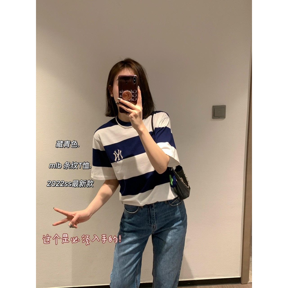 Áo Phông Unisex Chất Cotton 100% Sọc Đen/Tím/Xanh