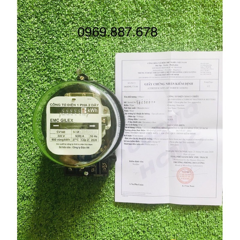 Công tơ điện 1 pha 2 dây emic 6 số, đồng hồ đo điện 5A 6