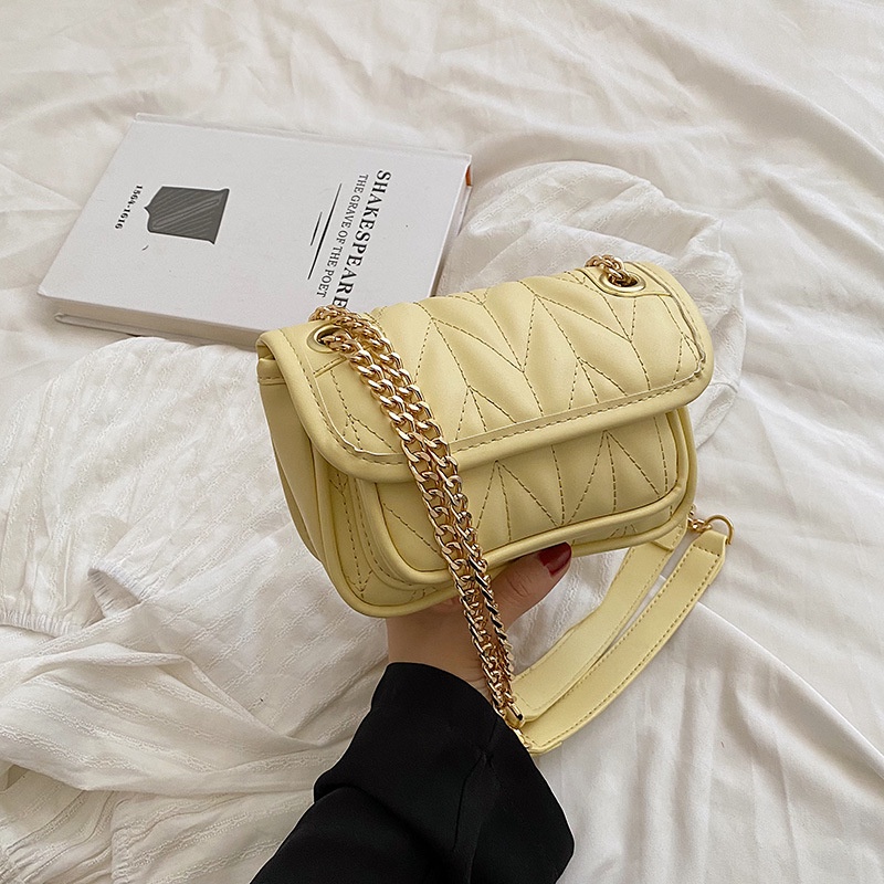 Túi đeo vai IELGY hình vuông cỡ nhỏ phối dây xích thời trang cho nữ