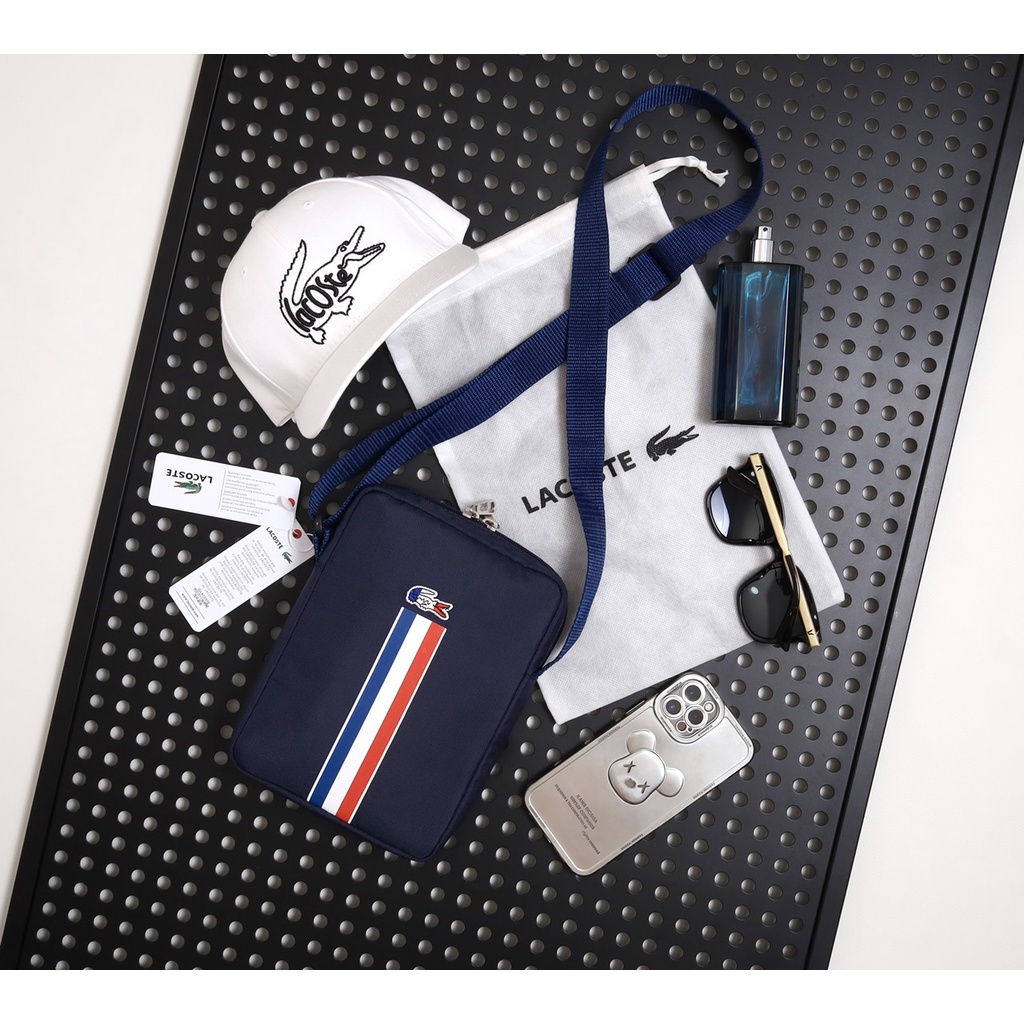 Túi đeo chéo Lacoste Tricolor - size  22 x 17 cm, vải canvas cao cấp chống thấm, phụ kiện cá tính