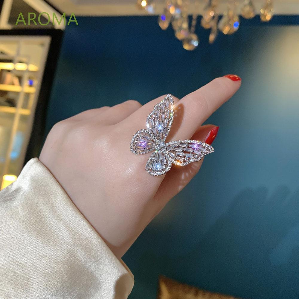 Nhẫn Hợp Kim Hình Bướm Đính Đá Xinh Xắn Dành Cho Nữ