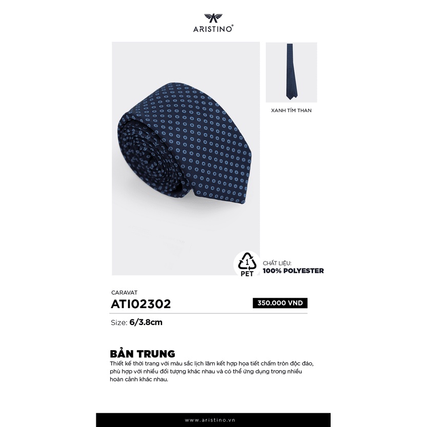 Cà vạt nam ARISTINO họa tiết chấm tròn ấn tượng và độc đáo.- ATI02302