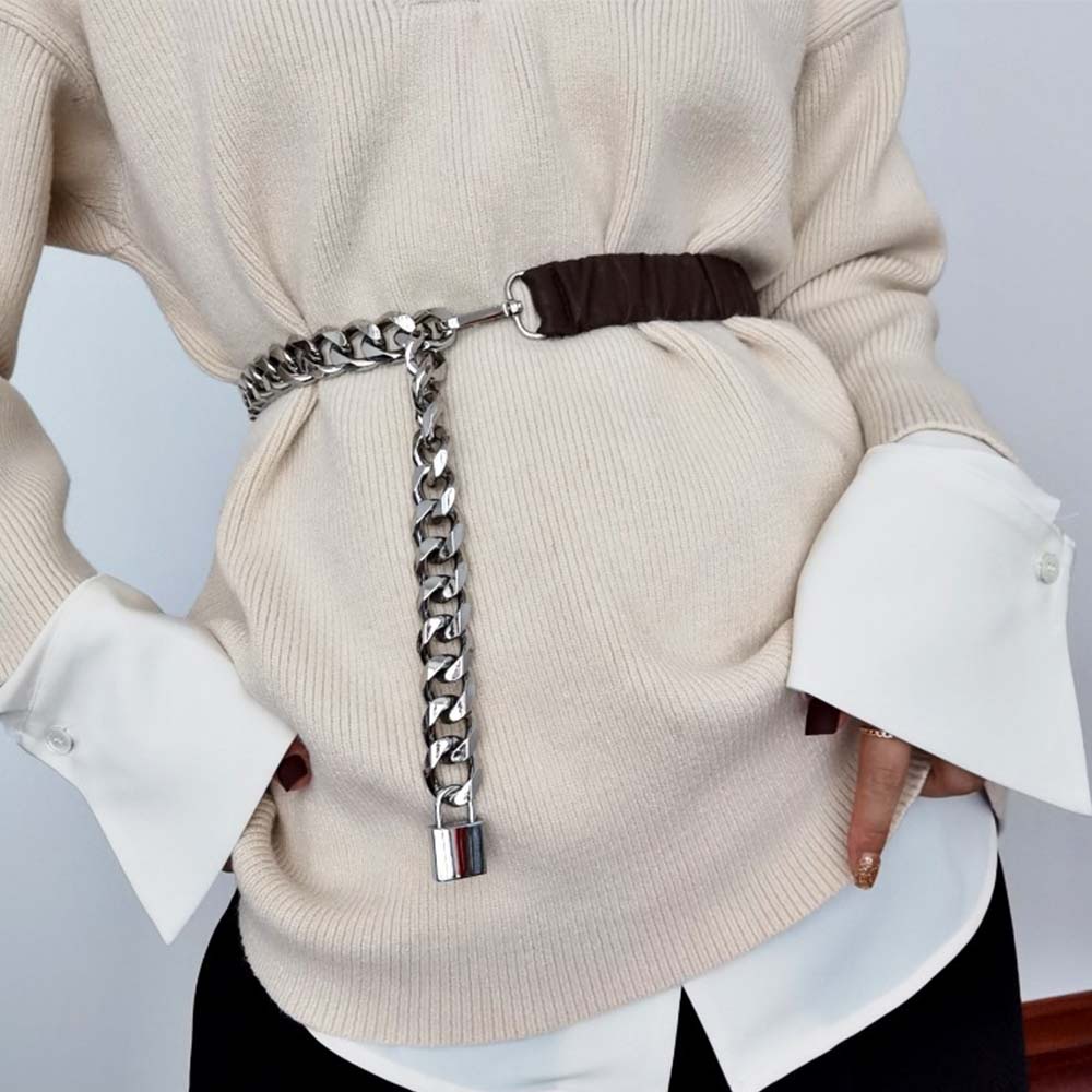 Thắt lưng sợi xích kim loại co giãn nhiều màu tùy chọn thời trang punk cá tính sành điệu
