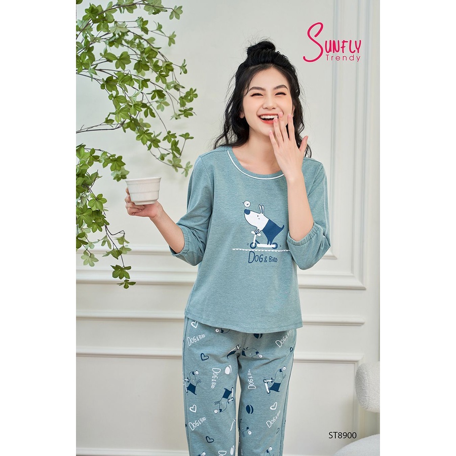 ST8900 ĐỒ BỘ MẶC NHÀ COTTON ÁO TAY LỠ QUẦN DÀI