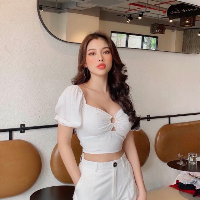 Áo croptop khoen ngực, tôn vòng 1, cực sexy 💓