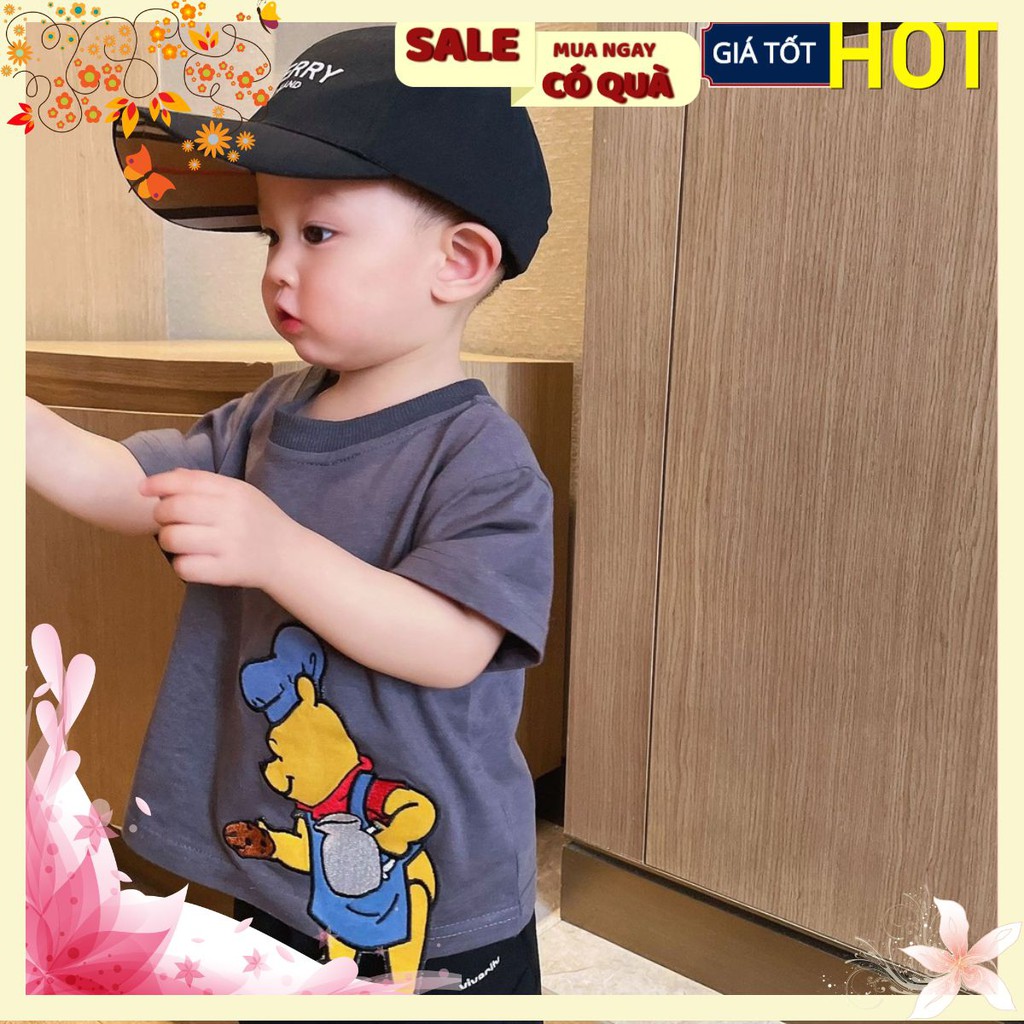 ABT2104 ÁO PHÔNG XÁM IN GẤU POOH CHO BÉ