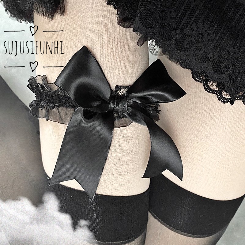 Vòng đeo chân/ choker đùi ren nơ lớn lolita ngọt ngào