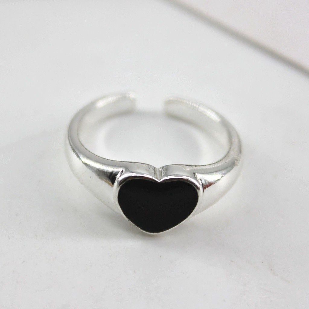 Nhẫn Mở Màu Đen Hình Giọt Nước Phong Cách Âu Mỹ