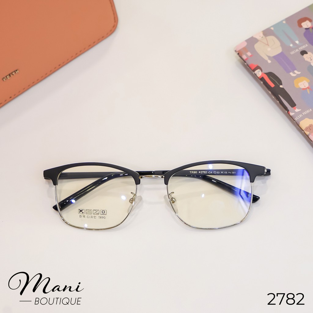 Gọng kính nam nữ Mani Glasses nhựa kim loại, mắt vuông, nhiều màu - 2782