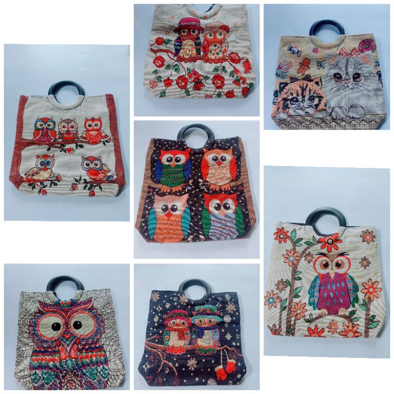 Túi xách nữ, túi quai gỗ đựng tiện ích ,siêu tiện lợi phong cách thổ cẩm