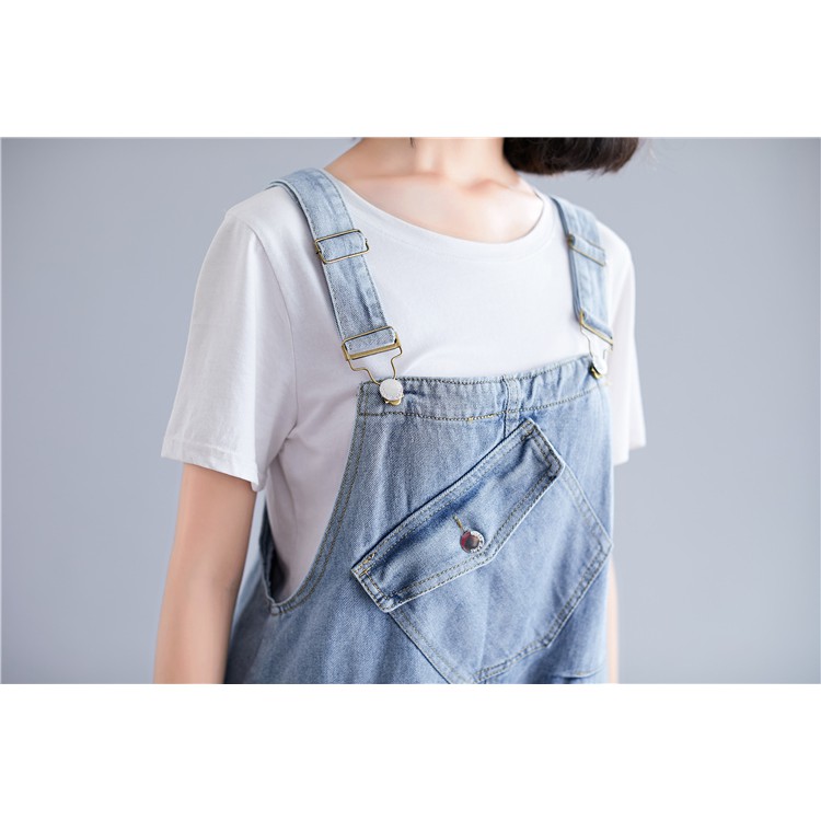 [ORDER] Quần yếm jean bigsize xanh phối túi ngực cá tính (fit đến 70kg) | BigBuy360 - bigbuy360.vn