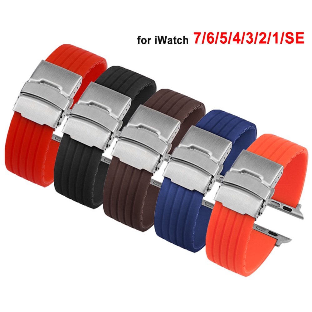 Dây Cao Su Thay Thế Cho Đồng Hồ Thông Minh Apple Watch Series 3 6 5 4 SE 7 45mm 41mm