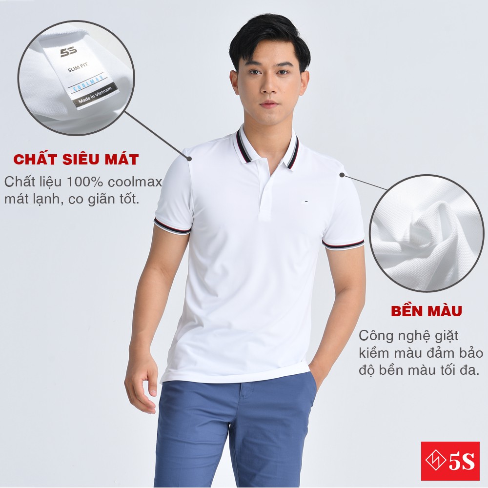[ MUA 2 GIẢM 30K] Áo Thun Nam Polo Có Cổ Tay Ngắn 5S, Phom Dáng Trẻ Trung, Sang Trọng, Lịch Sự (APC21015) | BigBuy360 - bigbuy360.vn