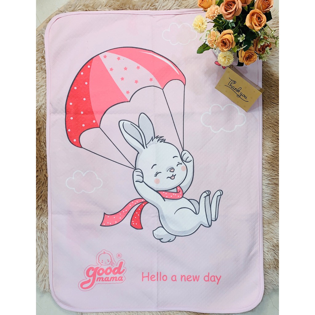 Miếng lót chống thấm [ Hàng Cao Cấp GOOD MAMA ] 50 x 70 cm, Tấm lót chống thấm cho bé hoạ tiết dễ thương, an toàn cho da