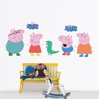 Miếng dán tường hình hoạt hình Peppa Pig chống thấm nước, dễ chùi rửa