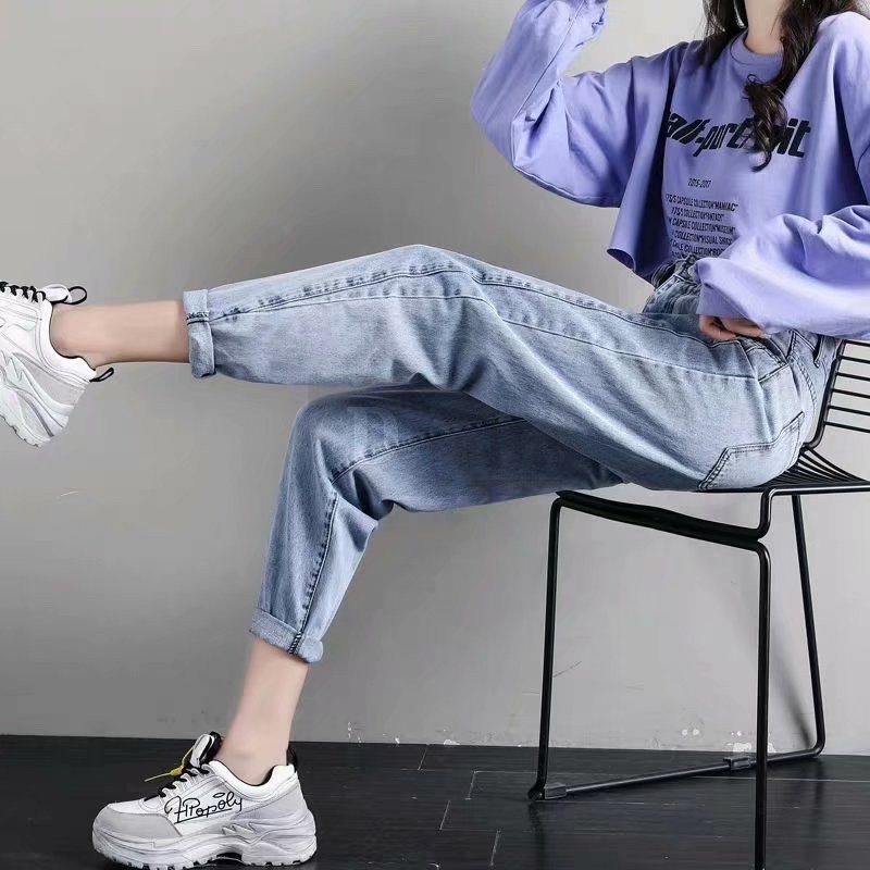 Daduhey Quần jeans nữ lưng cao phong cách Hàn Quốc cá tính sành điệu