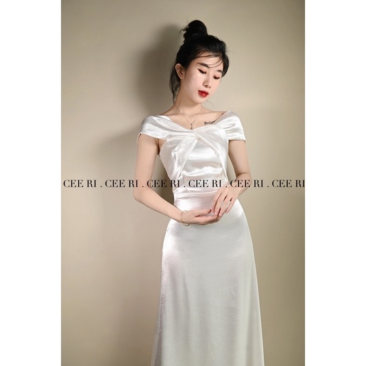 ( ẢNH THẬT - ĐƯỢC CHỤP BỞI CEE RI ) Váy lụa trễ vai cao cấp | BigBuy360 - bigbuy360.vn