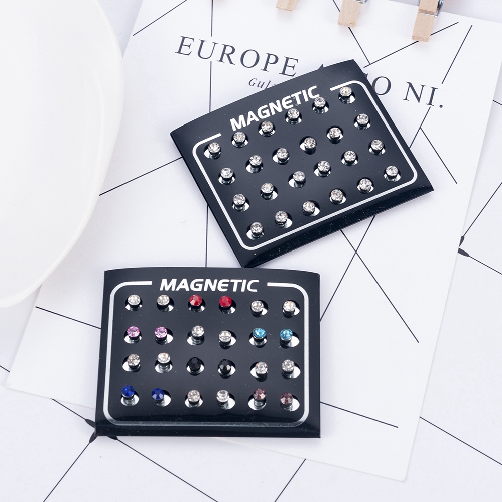 Set 12 Đôi Bông Tai Đính Đá 4mm