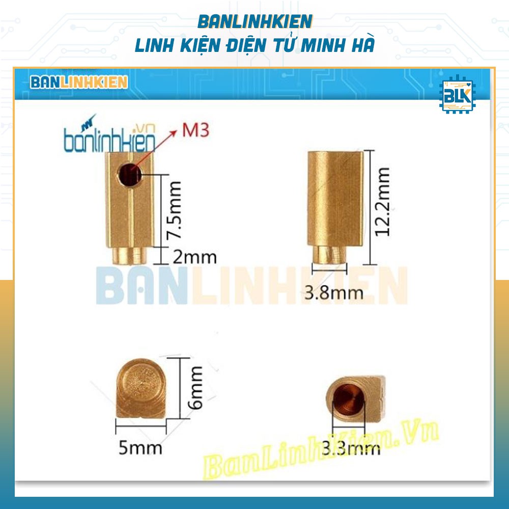 Cọc Đồng Hàn Mạch M3+12.2MM (5 chiếc)